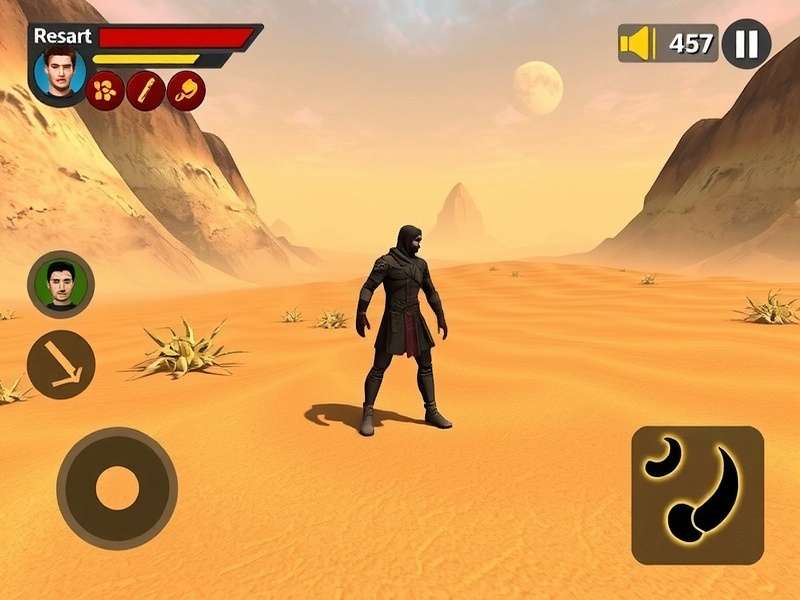 Desert Legends gameplay screenshot showing character in desert environment